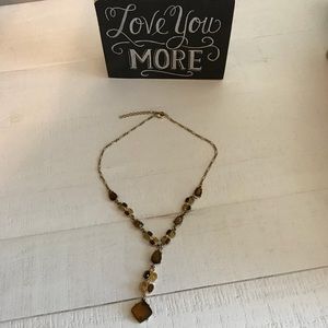 Gold and Amber Gemstone Necklace